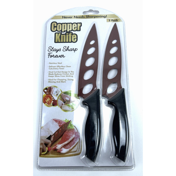 Copper Knife 2 pack, Stainless Steel Copper Coating Stays Sharp Forever by Tenko - Picture 8 of 8